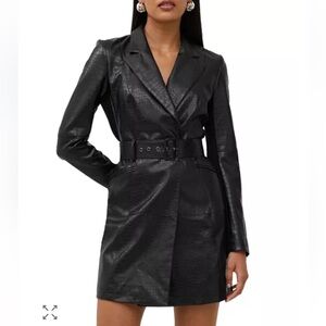 French Connection Faux Leather Belted Jacket Dress